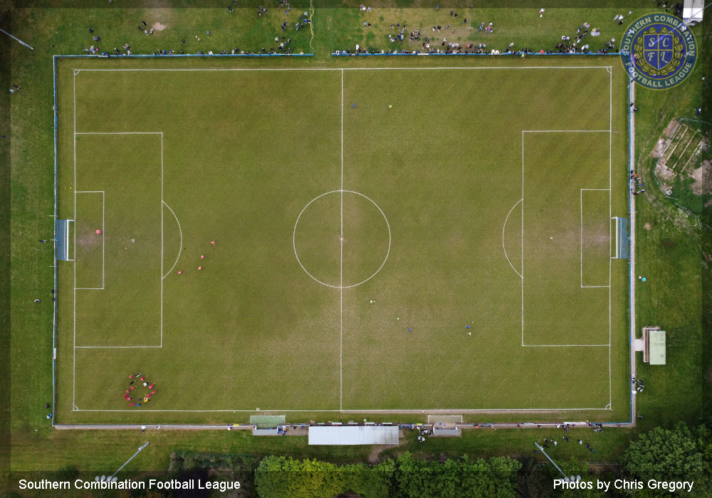Pitch overhead shot at Midhurst & Easebourne FC